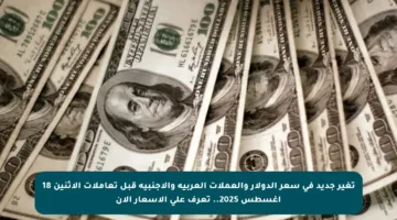تغير جديد في سعر الدولار والعملات العربية والأجنبية قبل تعاملات الاثنين 18 أغسطس 2025.. تعرف على الأسعار الآن